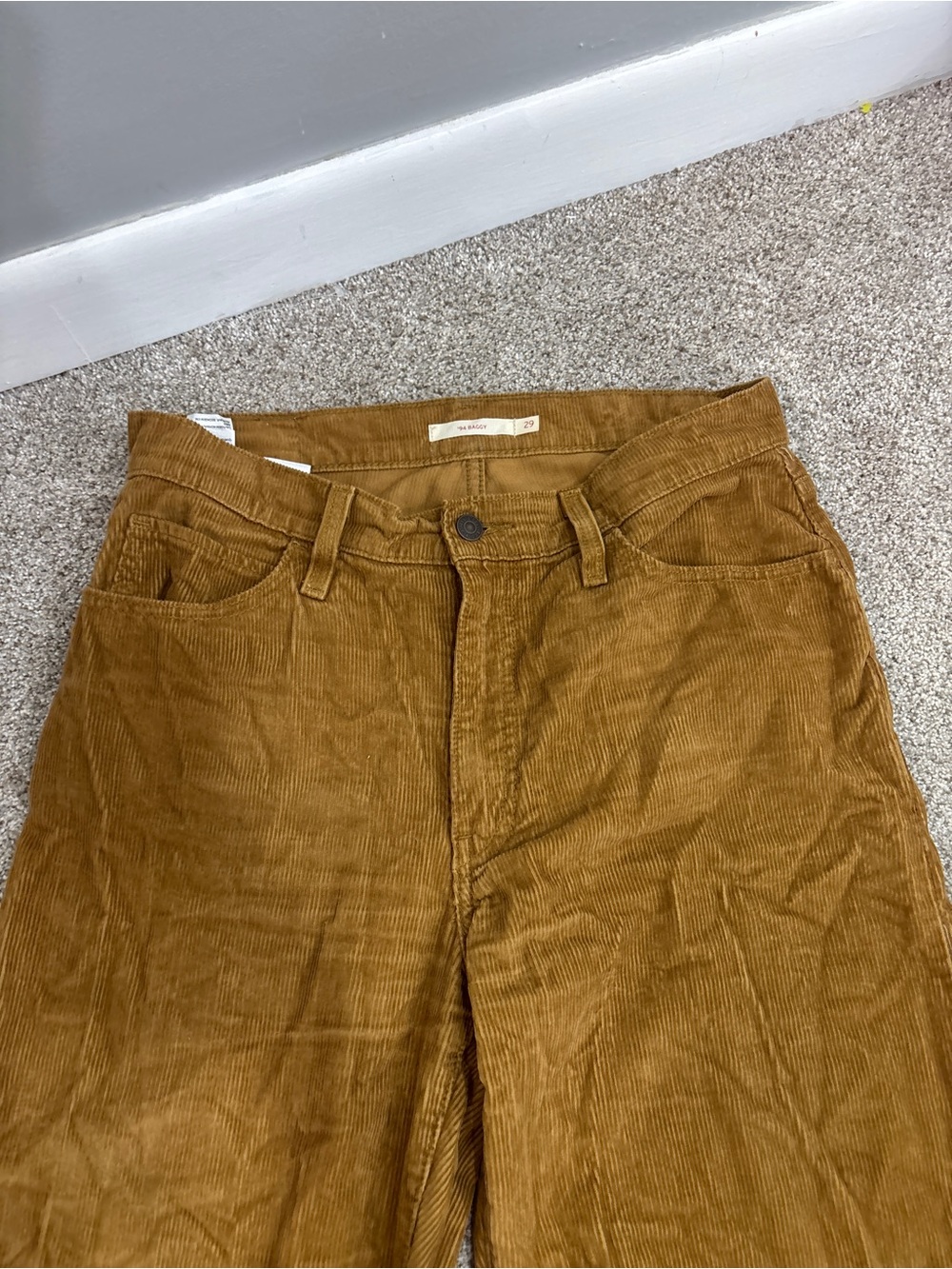 Levi's ‘94 Baggy Corduroy Pants Women's Size 28 Brown Cotton High Rise Straight - Picture 10 of 11
